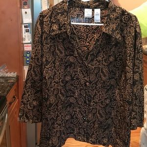 Emma James Blouse 18W Black & Tan